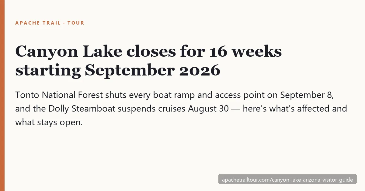 Canyon Lake, Arizona visitor guide — Dolly Steamboat cruise and red-rock canyon walls